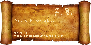 Petik Nikoletta névjegykártya