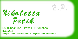 nikoletta petik business card